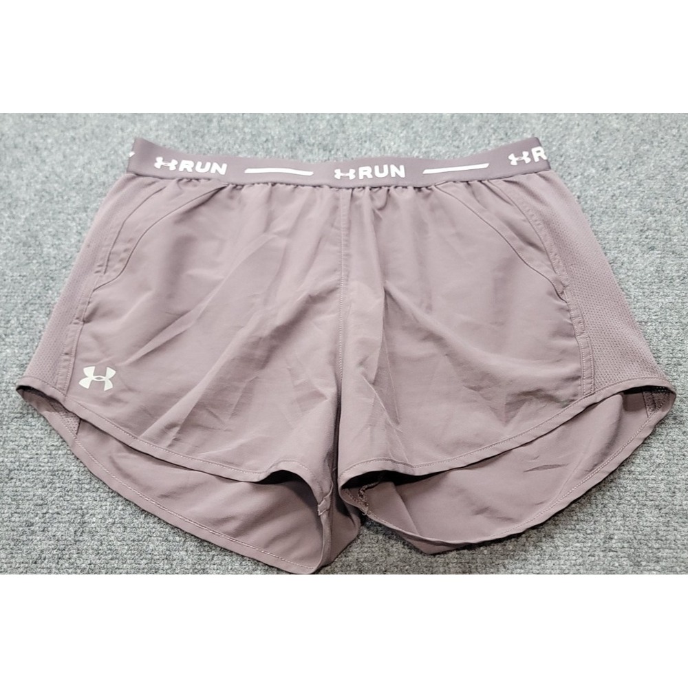 Under Armour Women's Fly By Graphic Waistband Short Gray Size Large Heatgear